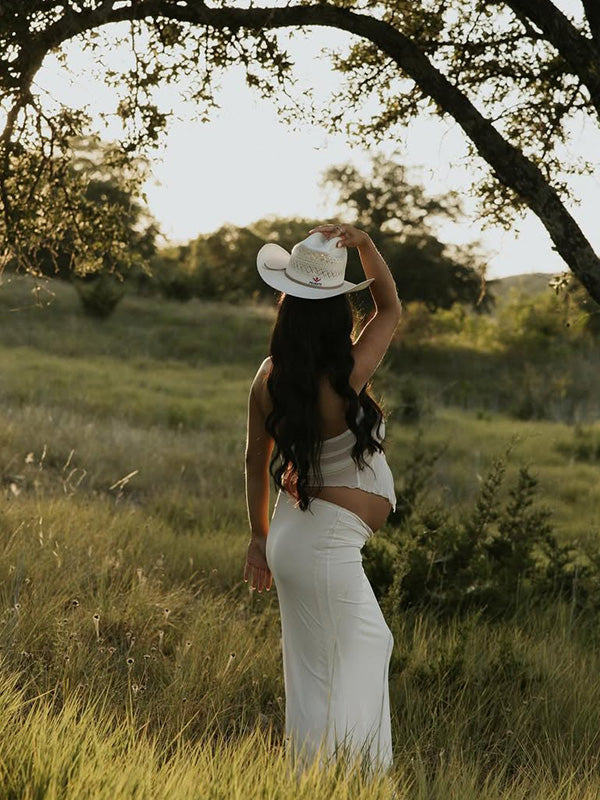 Crop- 2 Pieces Bodycon Photoshoot Maternity Maxi Dress