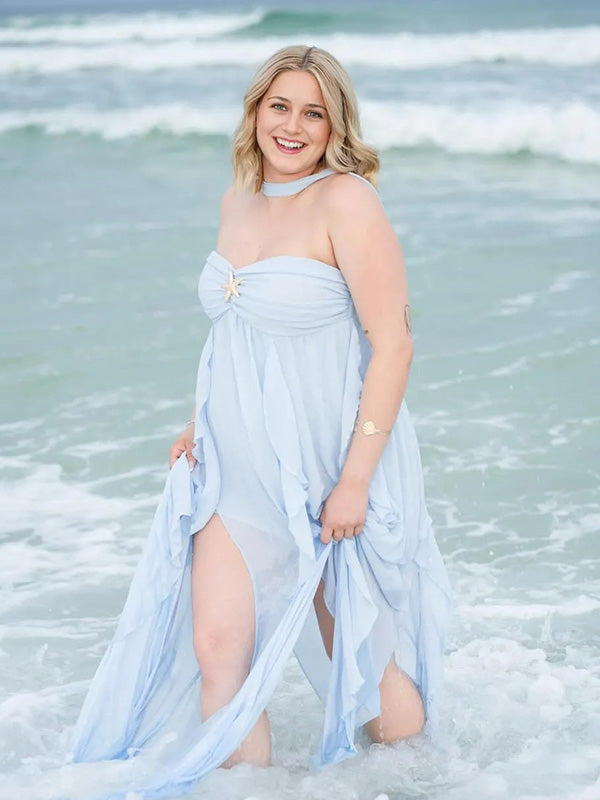 Chic-Strapless Backless Vacation Maxi Gown Maternity Photoshoot Dress