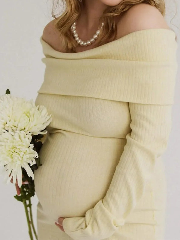 Casualwear-Off Shoulder Bodycon Party Maternity Maxi Dress