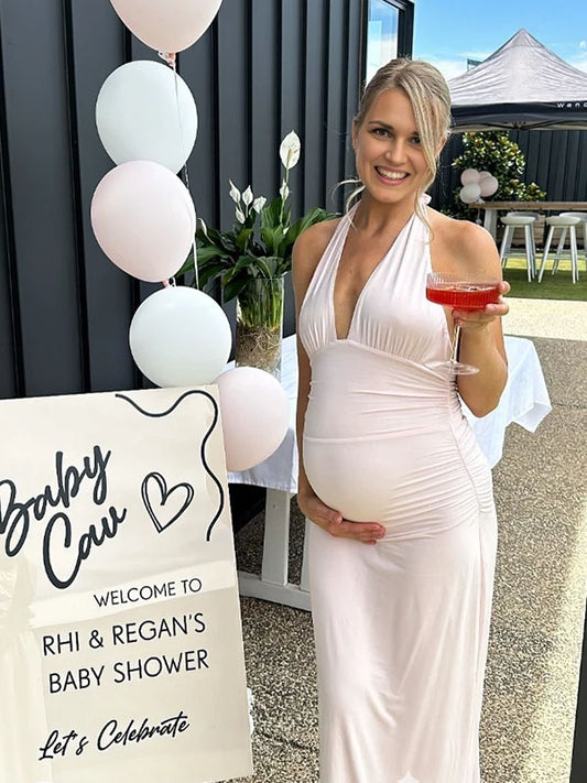 Casualwear-Halter Neck Bodycon Maternity Maxi Dress
