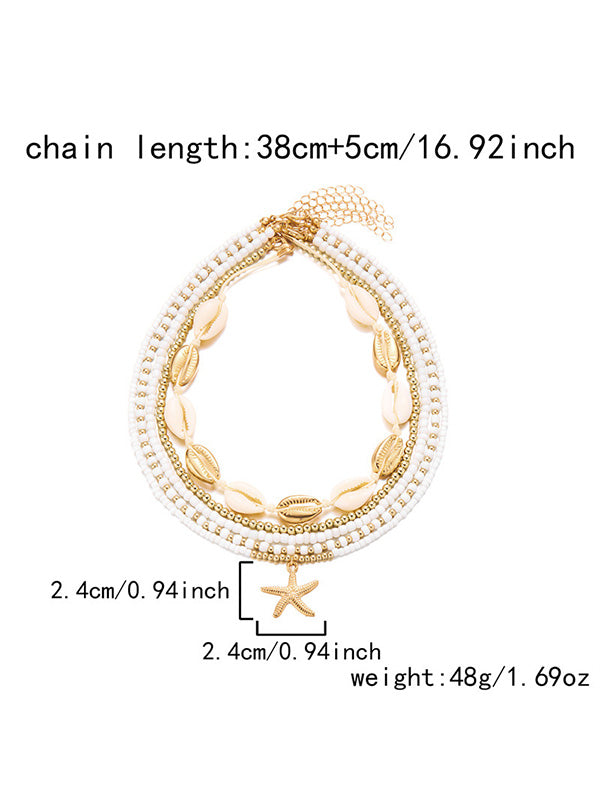 Bumplook Handmade Layered Shell & Bead Necklace – Baby Shower Beach Photoshoot