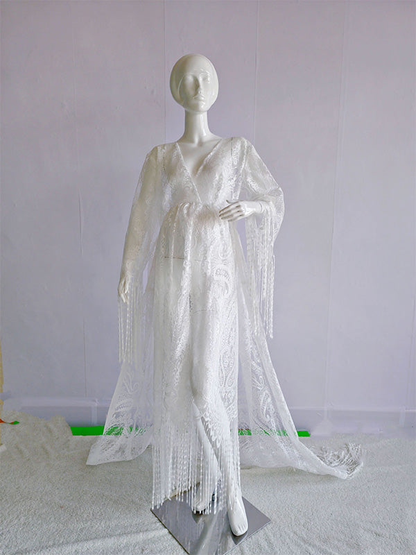 Lace- Boho V-Neck Photoshoot Maternity Shoot Maxi Dress
