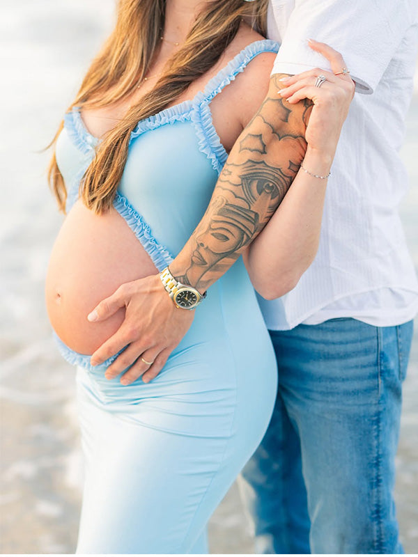 Crop-Bodycon Strappy Maternity Shoot Maxi Dress