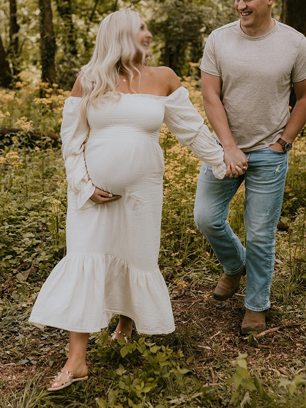 Chic-White Boho Ruffle Photoshoot Maxi Dress