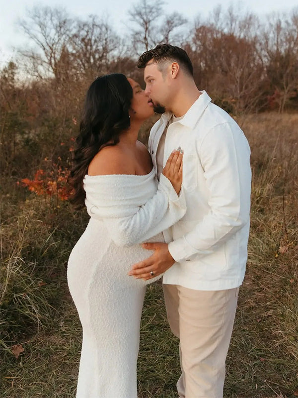 Casualwear- Off Shoulder  Bodycon Photoshoot Maternity Maxi Dress