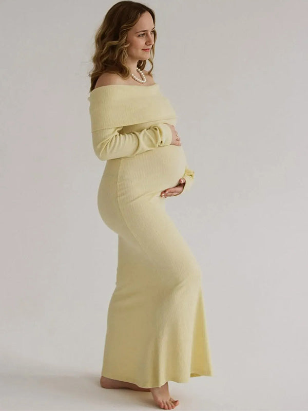 Casualwear-Off Shoulder Bodycon Party Maternity Maxi Dress