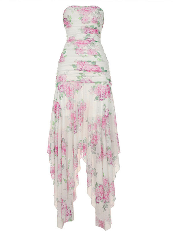 Casualwear- Bandeau Floral Irregular Maternity Dress