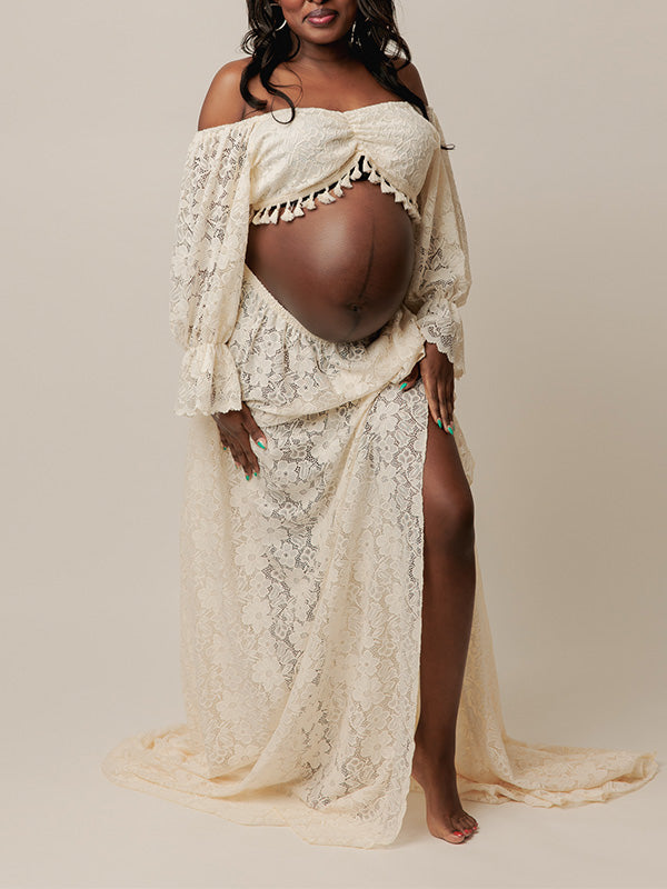 Lace- Boho Two Pieces Photoshoot Maternity Shoot Maxi Dress