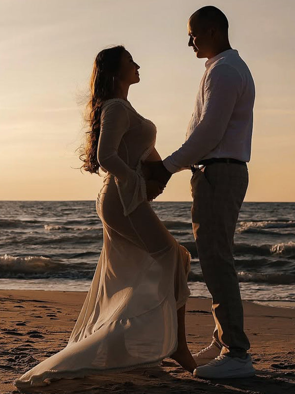 Crop-Cut Out  Bodycon Photoshoot Maternity Maxi Dress