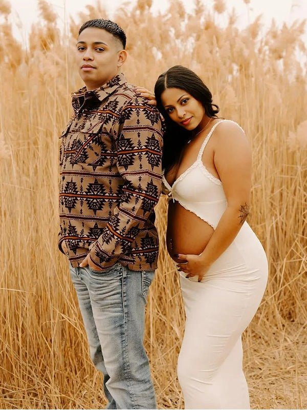 Crop-Ruffle Bodycon Photoshoot Maternity Maxi Dress
