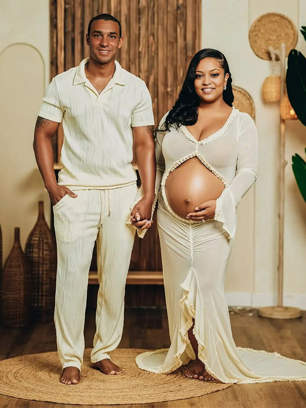 Crop-Cut Out  Bodycon Photoshoot Maternity Maxi Dress