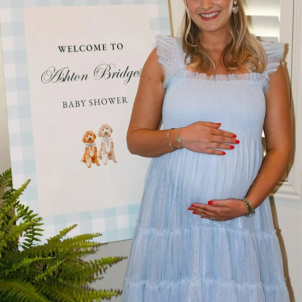 Chic-Ruched Tulle Tutu Maternity Shoot Maxi Dress