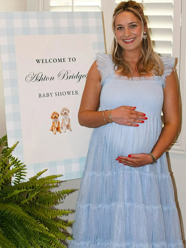 Chic-Ruched Tulle Tutu Maternity Shoot Maxi Dress