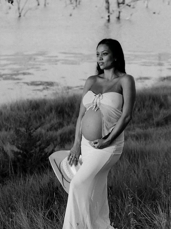 Crop- 2 Pieces Bodycon Photoshoot Maternity Maxi Dress