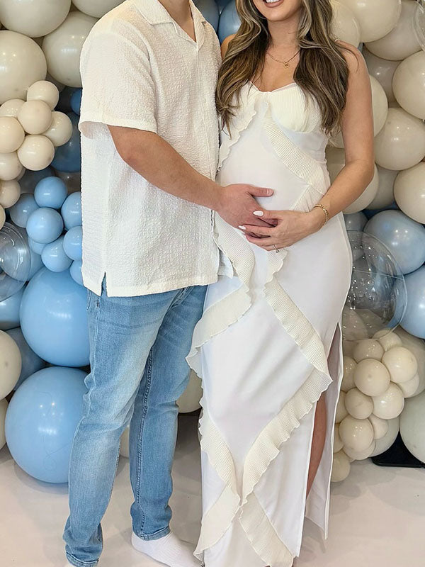 Casualwear-Ruffle Bodycon Party Cami Maternity Maxi Dress