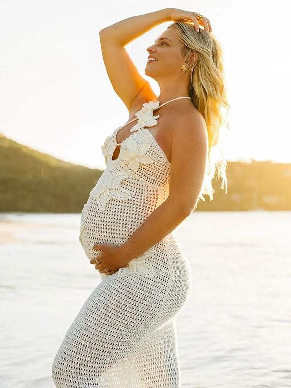 Chic-Knitwear Bodycon Vacation Maternity Maxi Dress