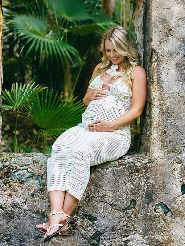 Chic-Knitwear Bodycon Vacation Maternity Maxi Dress