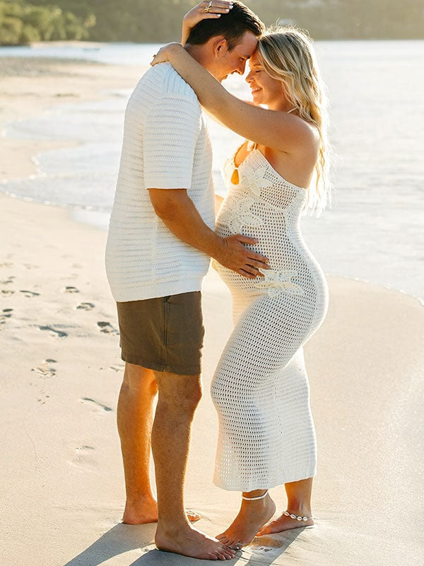 Chic-Knitwear Bodycon Vacation Maternity Maxi Dress