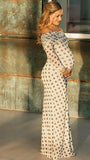 Chic-Bodycon Off Shoulder Polka Dot Maternity Maxi Dress