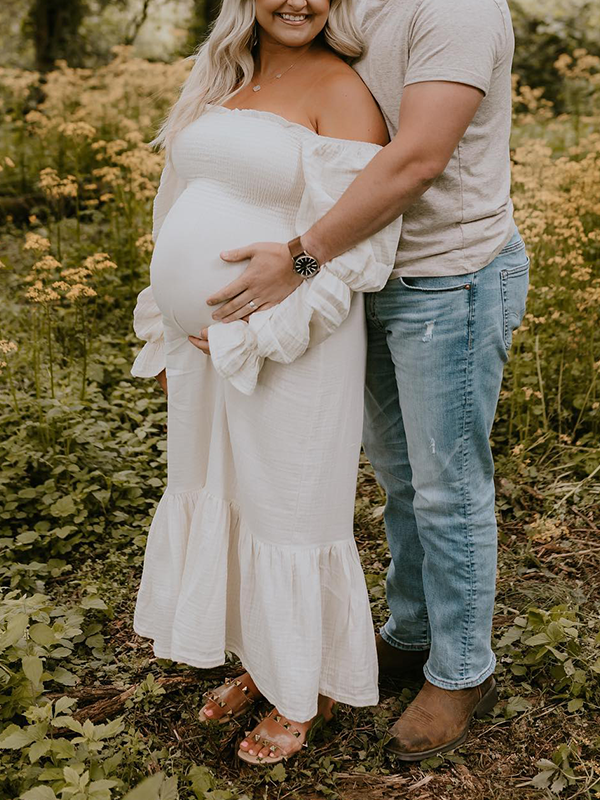 Chic-White Boho Ruffle Photoshoot Maxi Dress