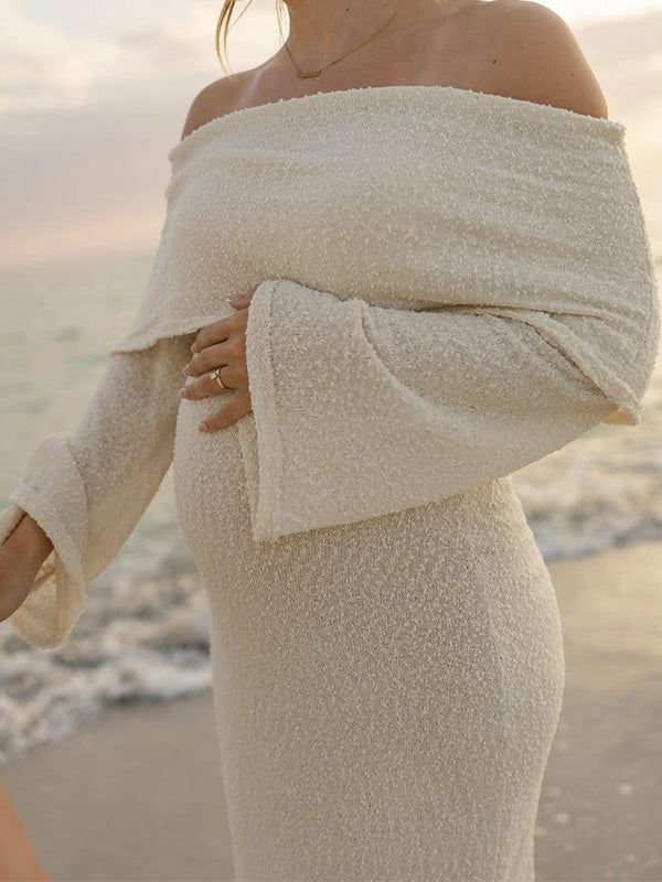 Casualwear-Off Shoulder Maternity Shoot Maxi Dress