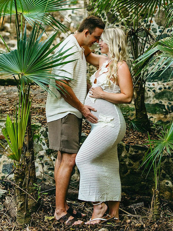Chic-Knitwear Bodycon Vacation Maternity Maxi Dress