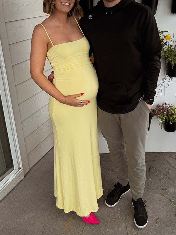 Casualwear-Backless Bodycon Maternity Maxi Dress