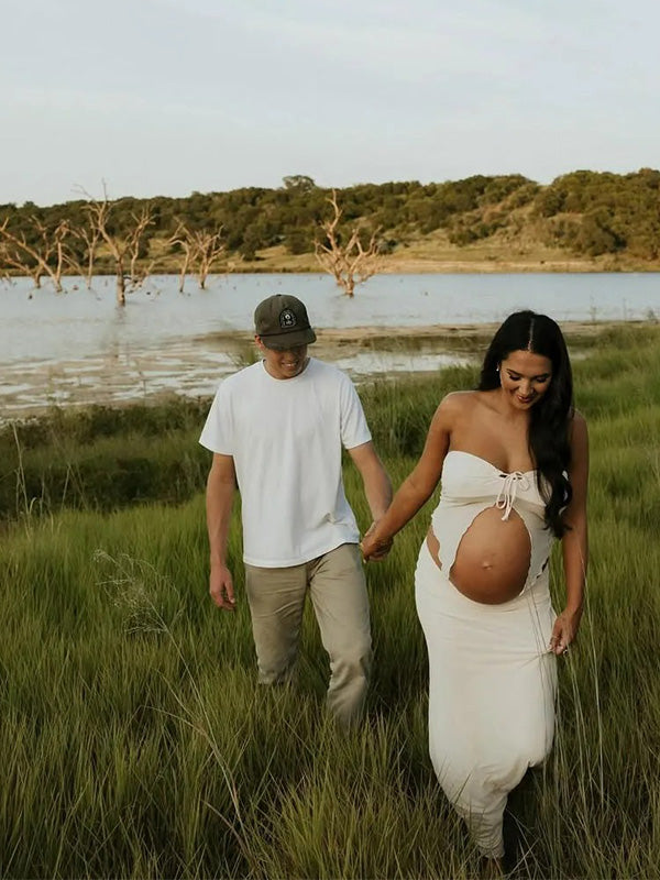 Crop- 2 Pieces Bodycon Photoshoot Maternity Maxi Dress