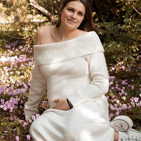 Chic- Knitting Off Shoulder Bodycon Maternity Sweater Maxi Dress