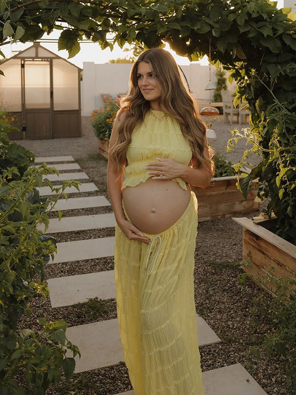 Crop-Two Pieces Sets Backless Maternity Dress
