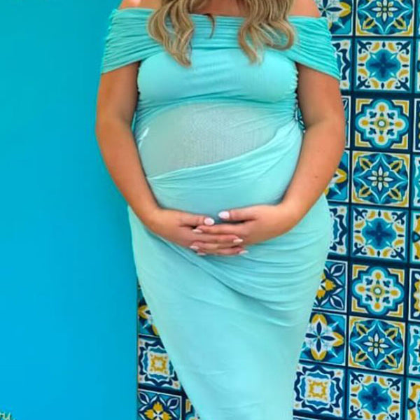 Crop-Off Shoulder Bodycon Party Maternity Maxi Dress