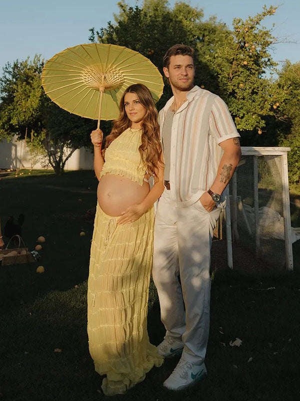 Crop-Two Pieces Sets Backless Maternity Dress