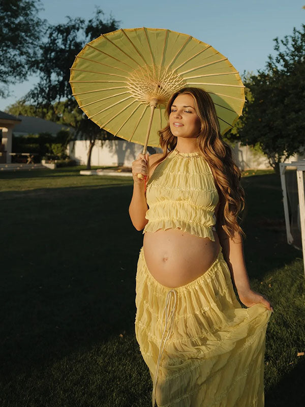Crop-Two Pieces Sets Backless Maternity Dress