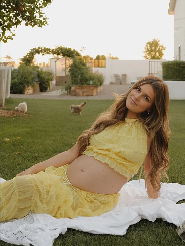 Crop-Two Pieces Sets Backless Maternity Dress