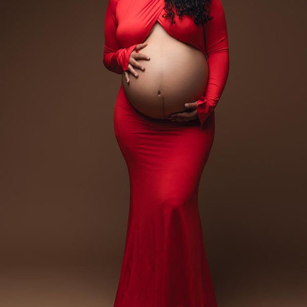 Crop- Bodycon Photoshoot Maternity Maxi Dress