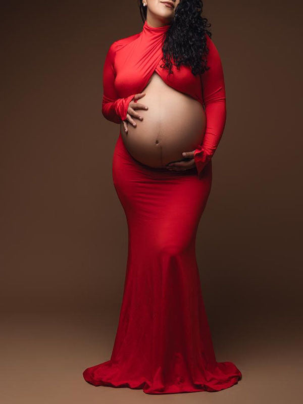 Crop- Bodycon Photoshoot Maternity Maxi Dress