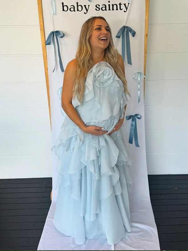 Chic-Ruffle Tutu Maternity Maxi Dress