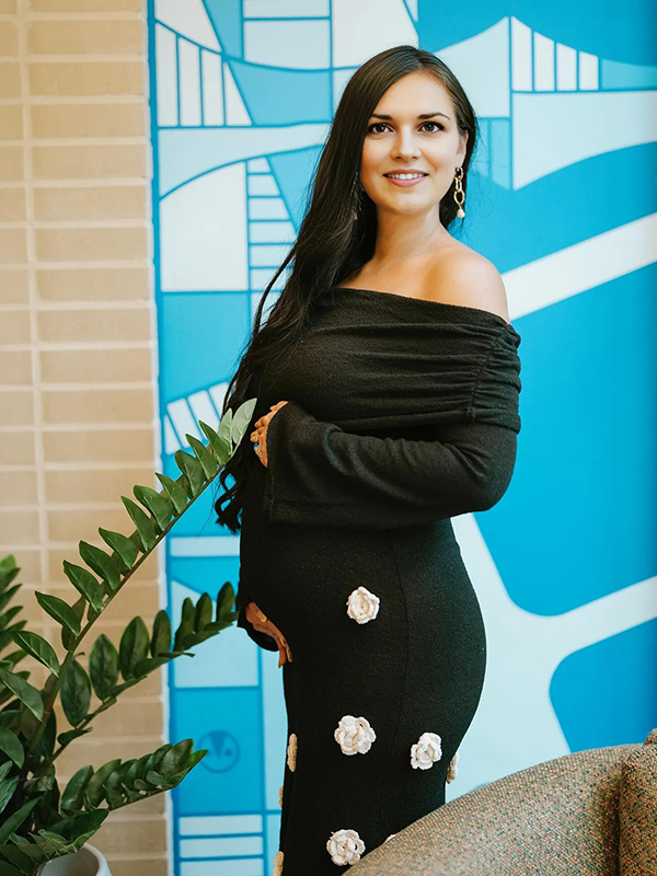 Chic- Off Shoulder 3D Flower Bodycon Knit Maternity Maxi Dress