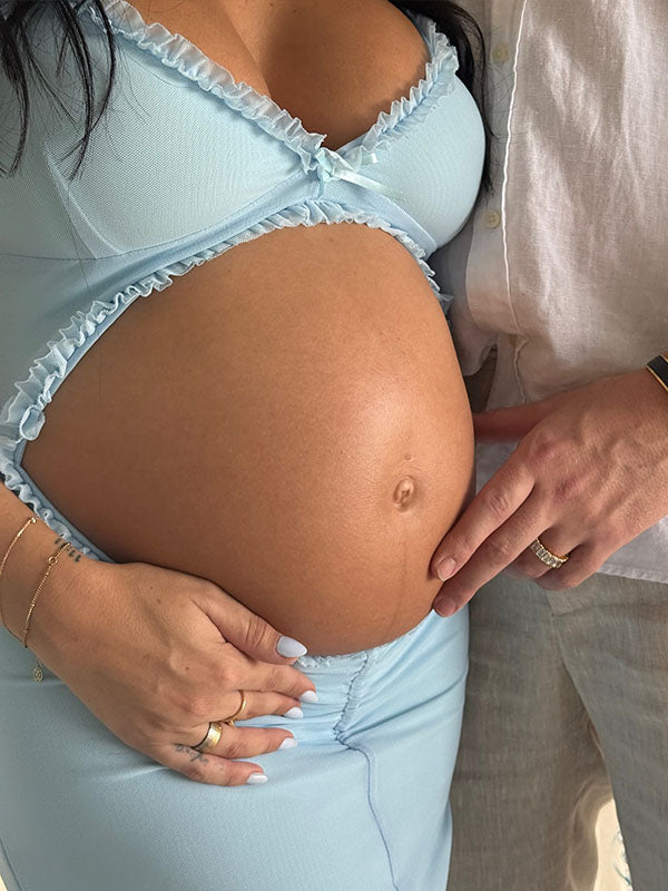 Crop-Ruffle Cut Out Maternity Maxi Dress