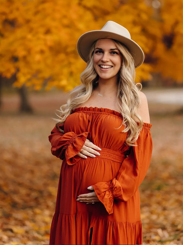 Chic- Boho Ruffle Off Shoulder Photoshoot Maternity Maxi Dress