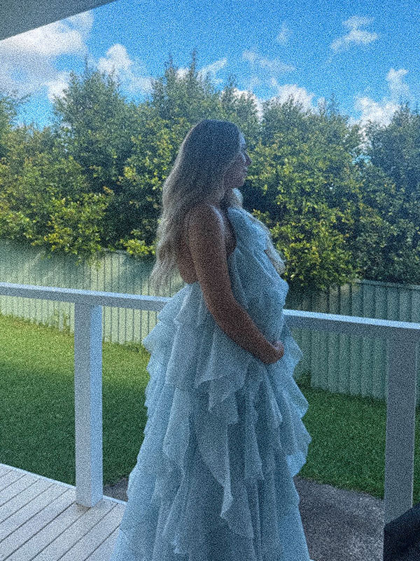 Chic-Ruffle Tutu Maternity Maxi Dress