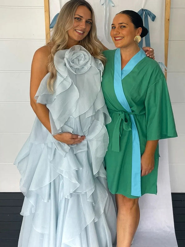 Chic-Ruffle Tutu Maternity Maxi Dress