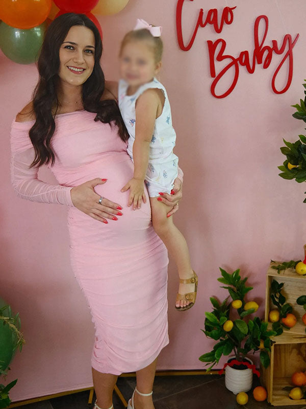 Casualwear- Mesh Bodycon Maternity Midi Dress