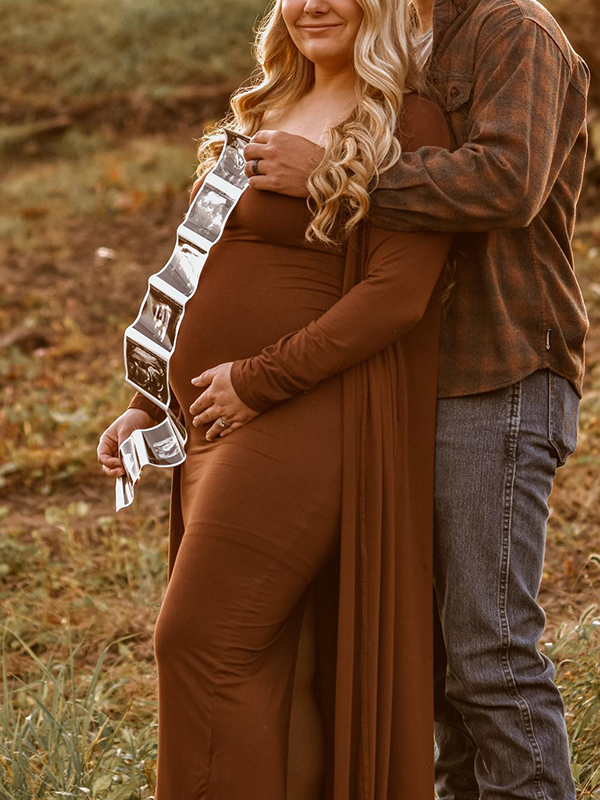 Chic- Brown Two Pieces Bodycon Maternity Maxi Dress