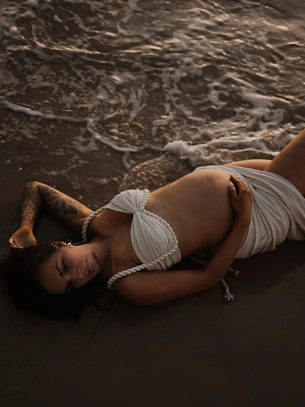 Crop- Two Pieces Set Beach Maternity Maxi Dress