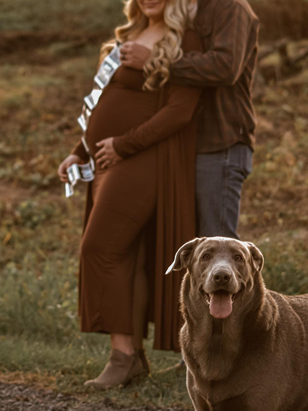 Chic- Brown Two Pieces Bodycon Maternity Maxi Dress