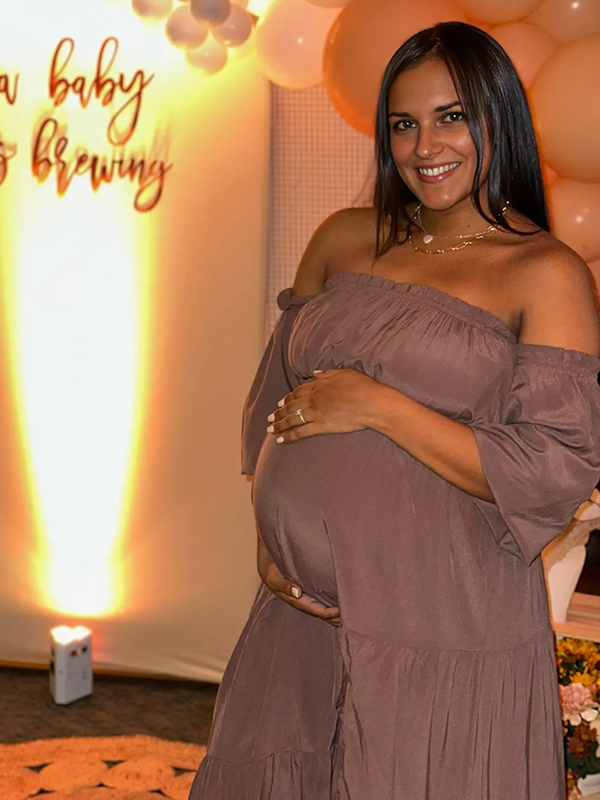 Chic- Off Shoulder Ruffle Maternity Maxi Dress