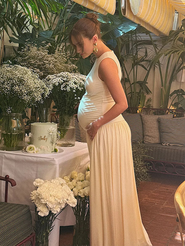 Casulawear- Ruched Tank Maternity Maxi Dress