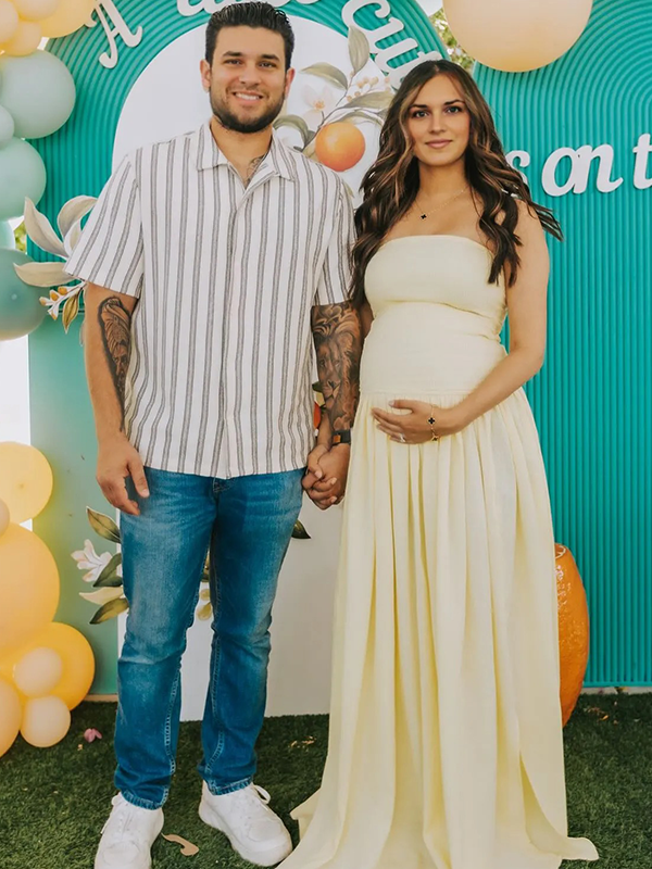 Chic-Yellow Smocked Split Backless Tube Maternity Maxi Dress