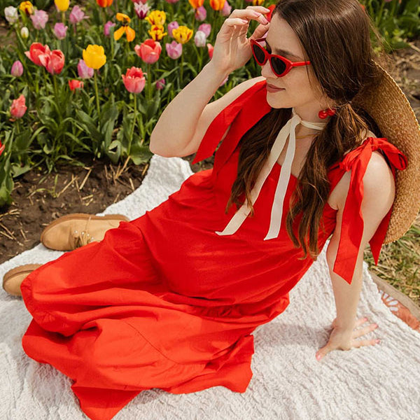 Chic-Bowknot Backless Maternity Maxi Dress